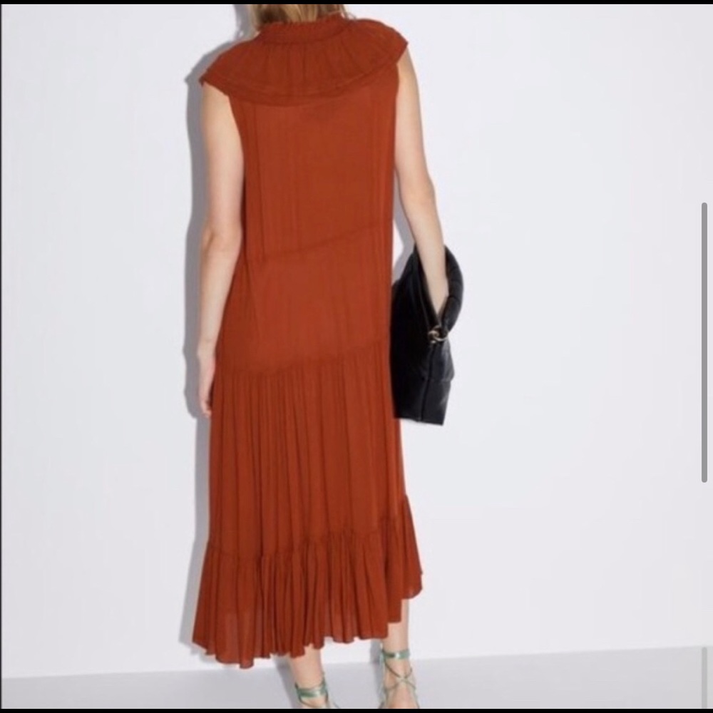 ZARA RUFFLE MIDI DRESS W BELT m - Picture 3 of 9